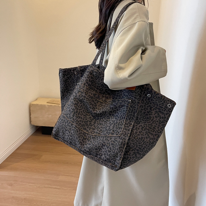 Women'S Tote Bags For Work - Leopard Pattern Tote Bag Vintage Canvas