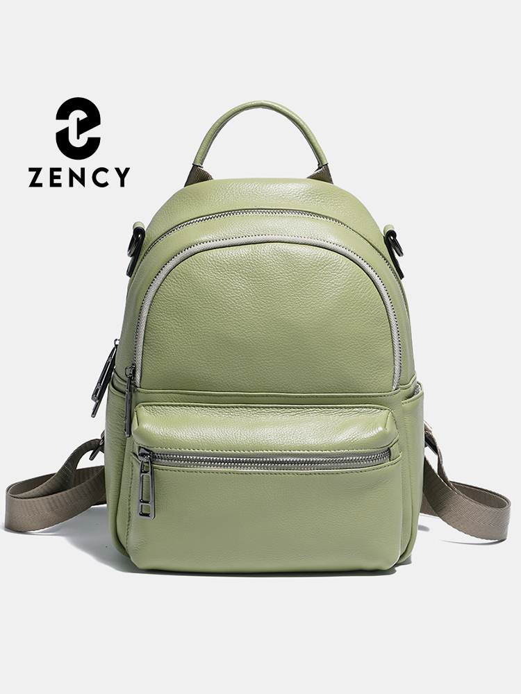 Women Bags Green - Zency Women Leather Backpack Knapsack Girls