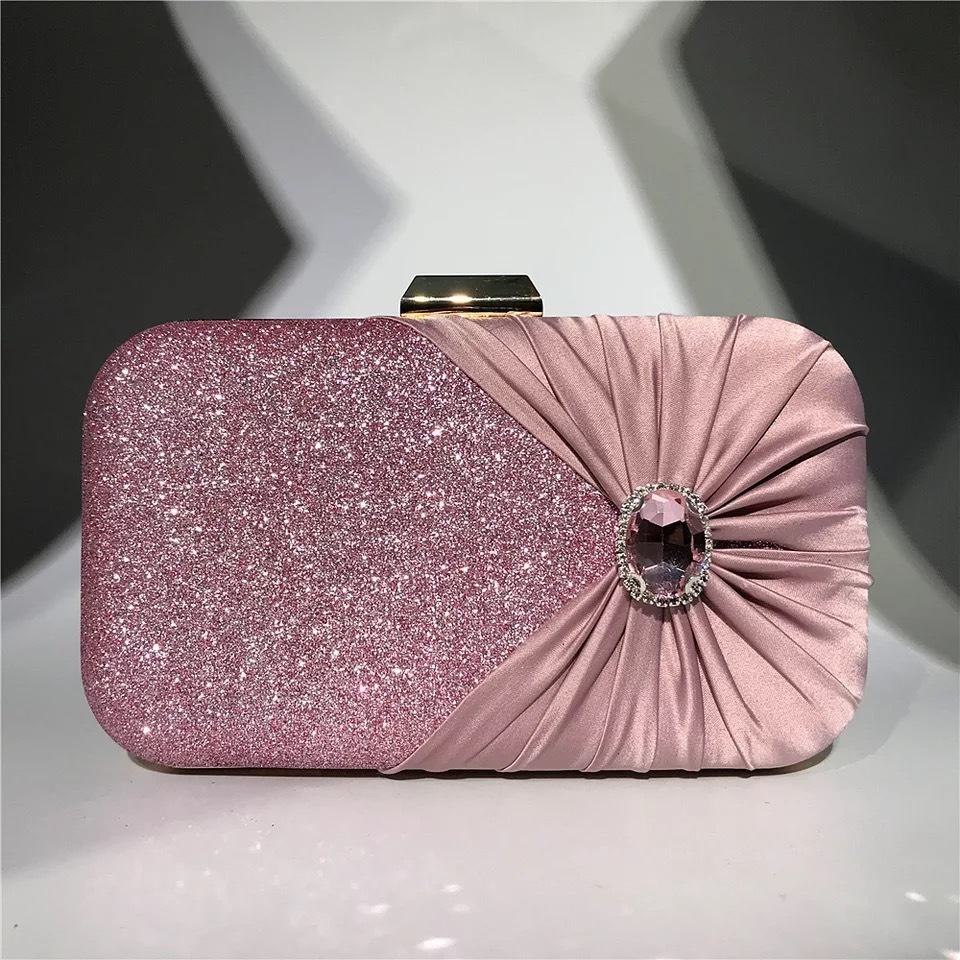 Women Bags Green - Silver Luxury Crystal Evening Bags Flower