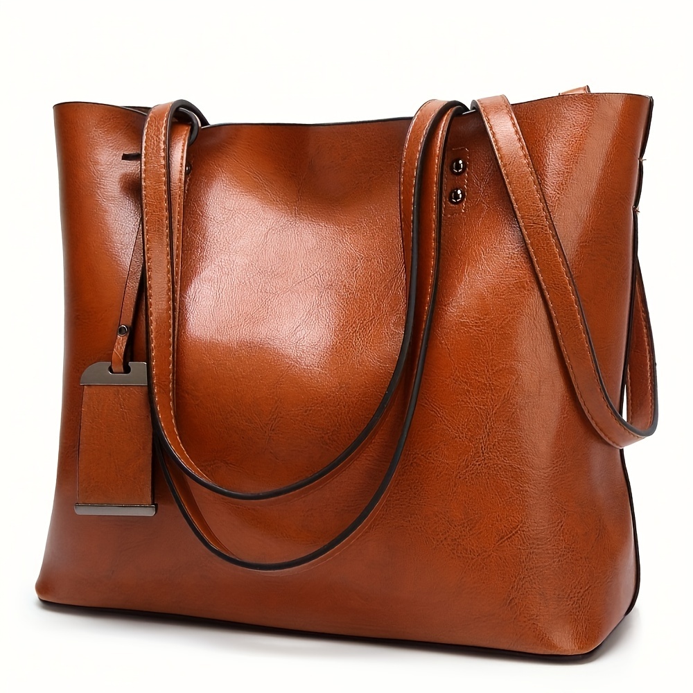 Women'S Tote Bags For Work - Fashionable Classic Retro Leather Women's Tote