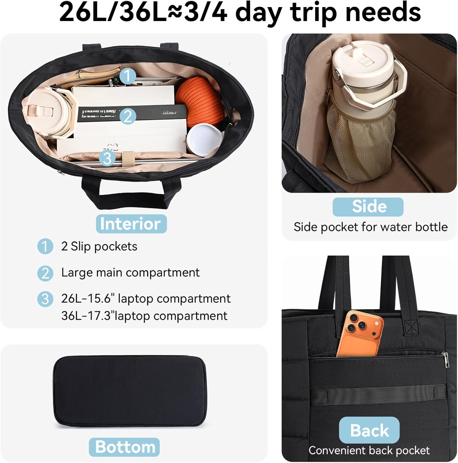 Puffer Tote Bag for Women, Lig - Women'S Tote Bags For Work 评论和价格