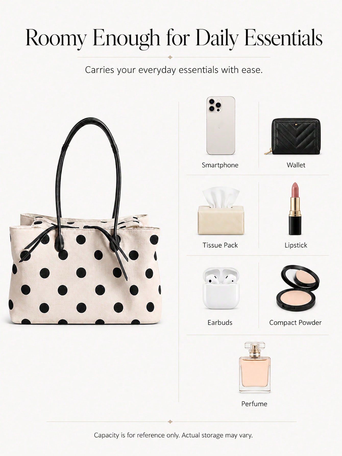 Large Capacity Linen Polka Dot - Women'S Tote Bags For Work 评论和价格