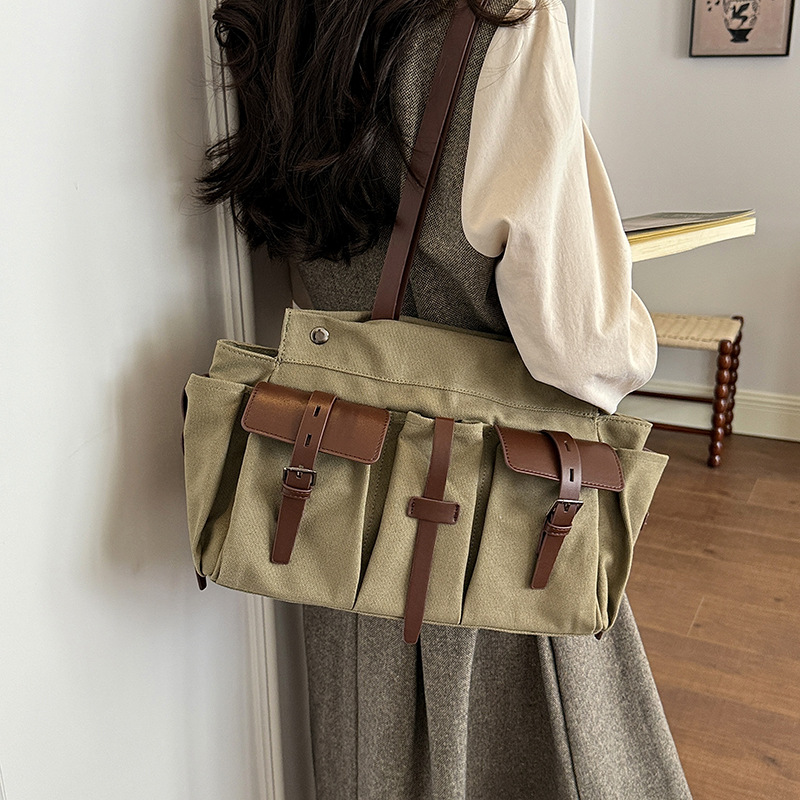 Canvas Handbag for Women Shoul - Women Bags Green 评论和价格
