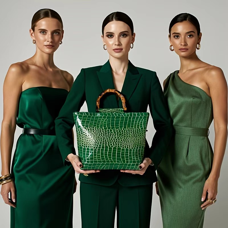 High-end faux leather emerald  - Women Bags Green 评论和价格