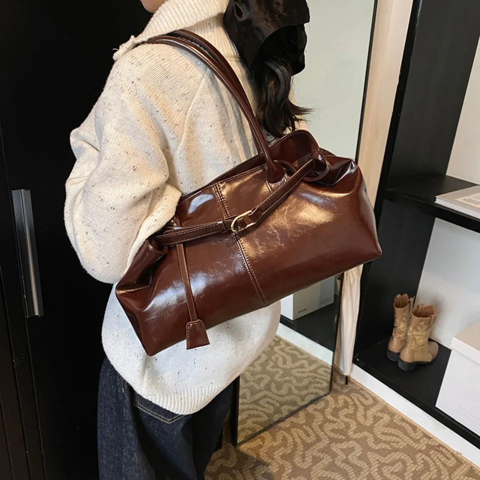 Winter Oil PU Leather Hobo Han - Women'S Tote Bags For Work 评论和价格