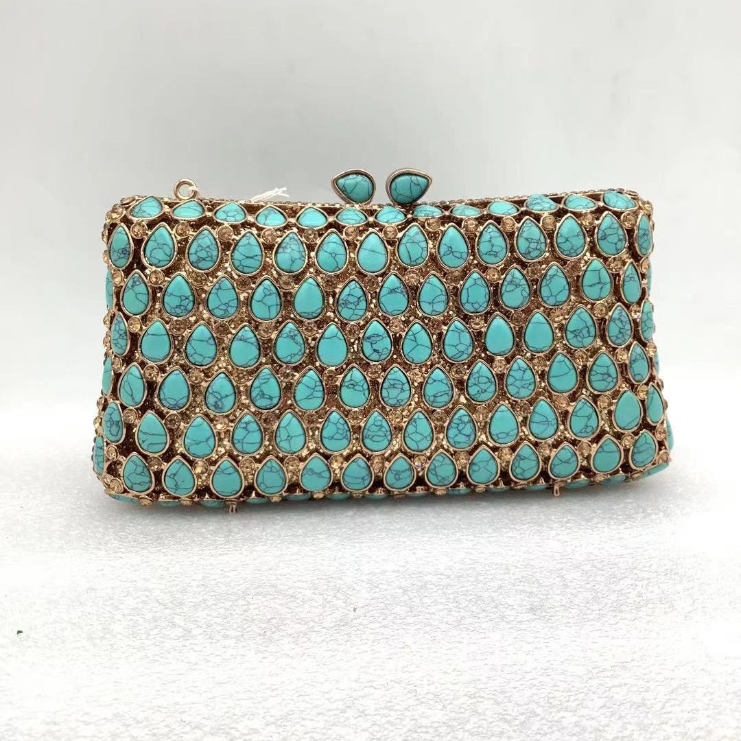 Lady Turquoise Evening Clutch  - Women Bags Green 评论和价格