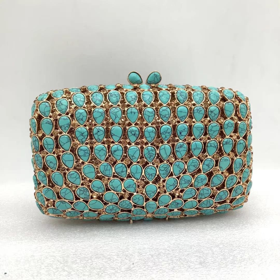 Lady Turquoise Evening Clutch  - Women Bags Green 评论和价格