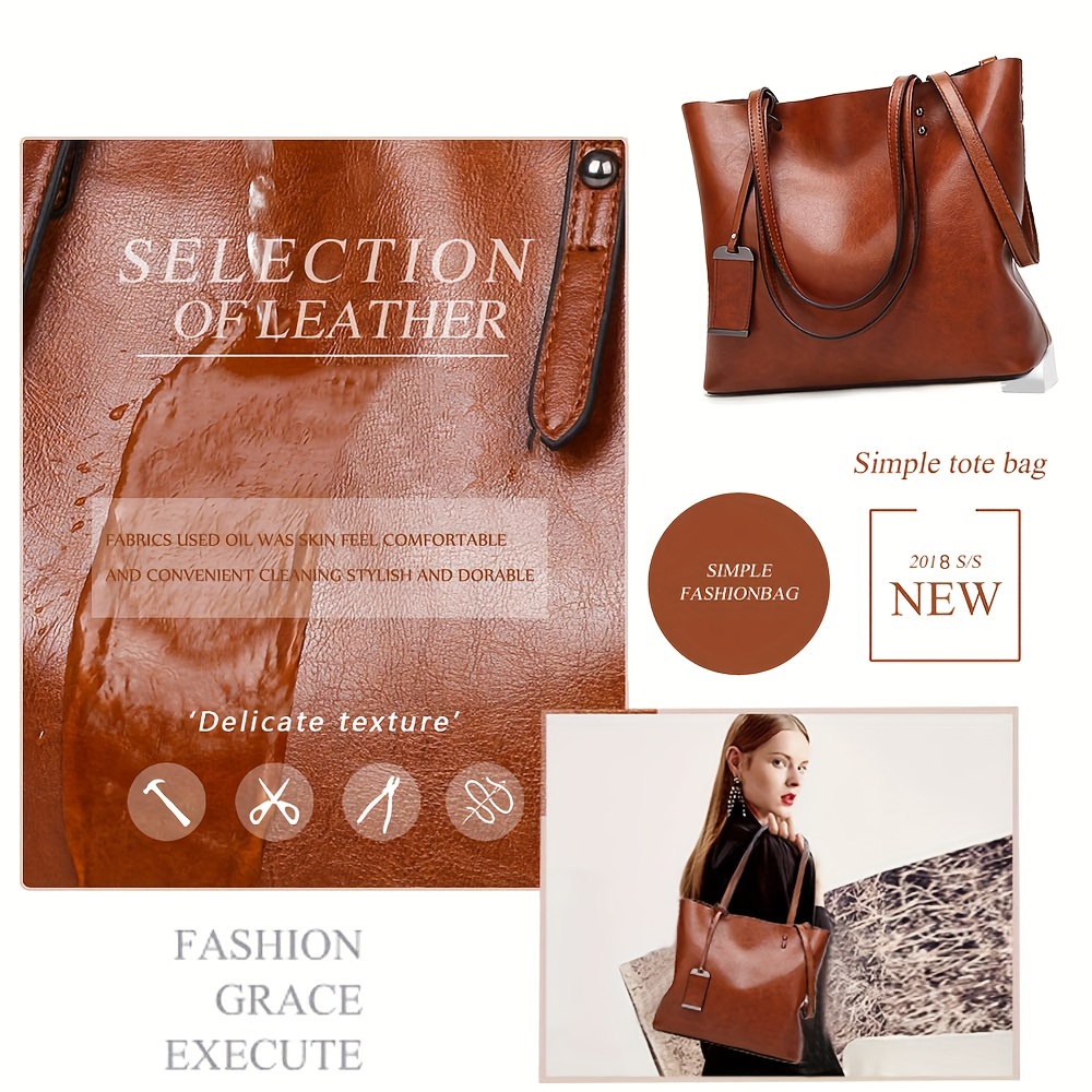 Fashionable Classic Retro Leat - Women'S Tote Bags For Work 评论和价格